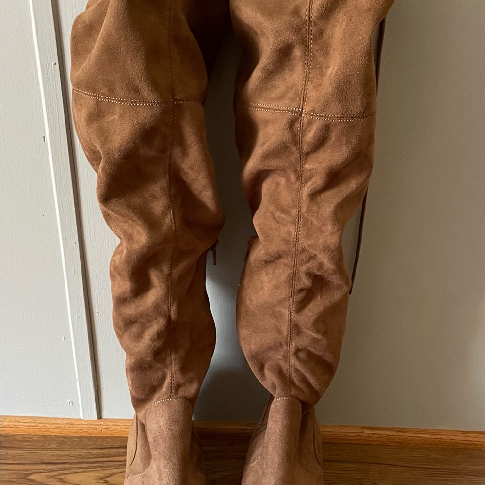 Brown faux Suede Over-the-Knee Boots